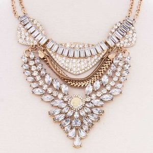 Chunky Antique Stone Boho Bohemian Statement Necklace Earring Set